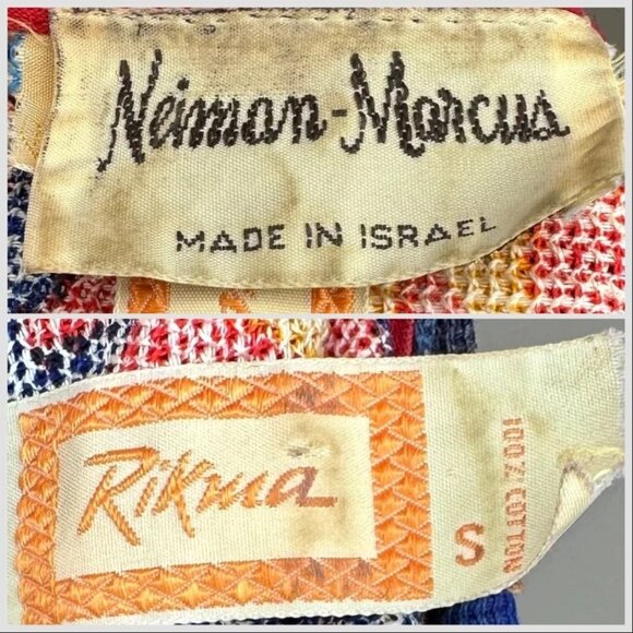 Vintage 1960s Rikma Red Keffiyeh Caftan Dress, Size Small, Angel Sleeves - Picture 10 of 16